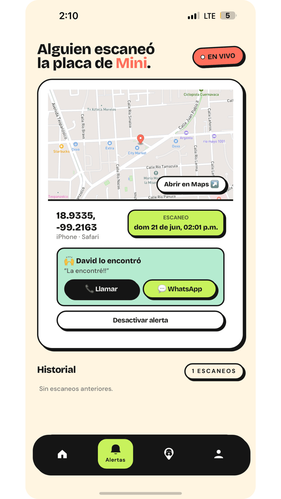 Alertas para cada una