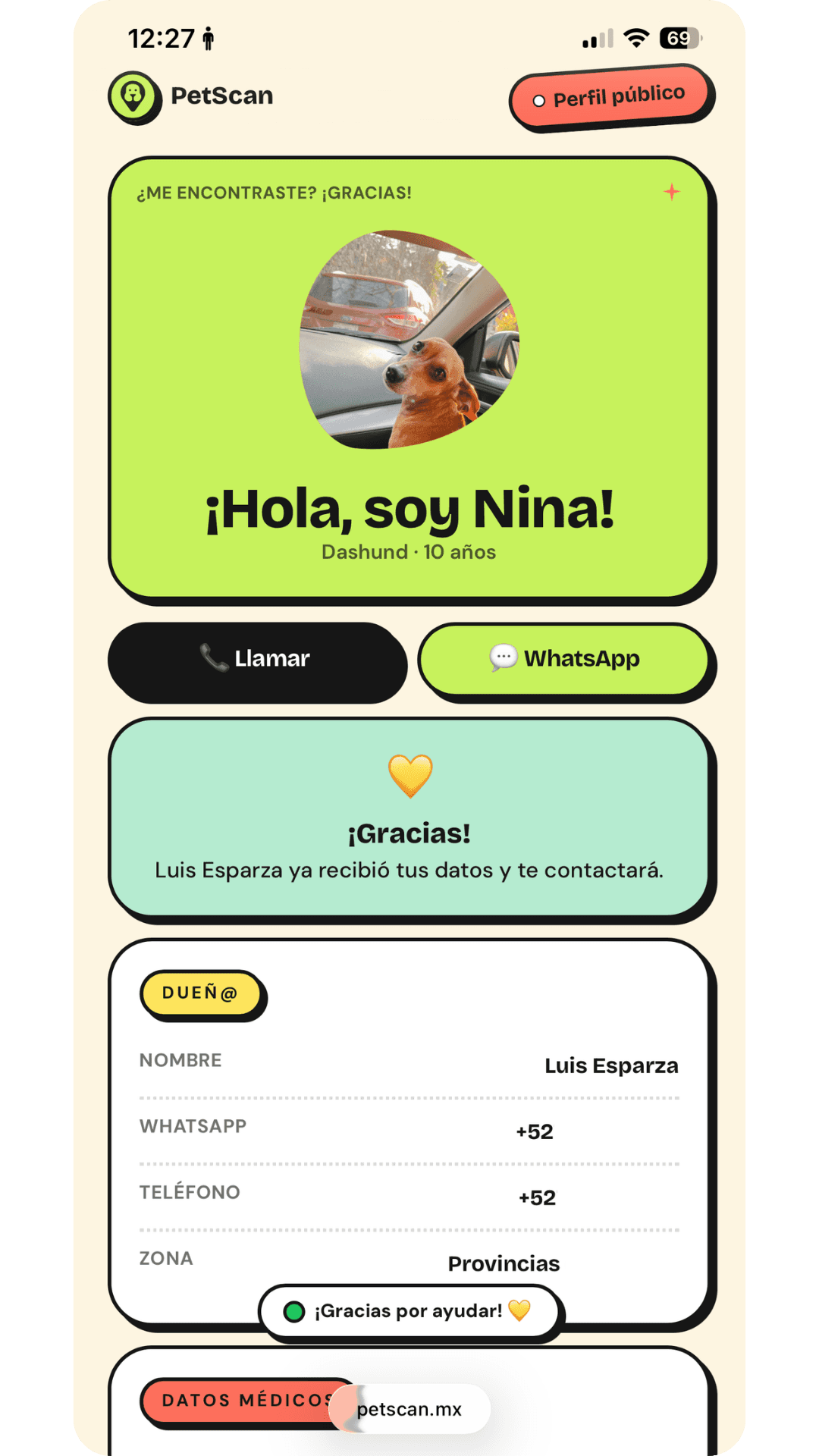 Quien l@ encuentra ve su perfil — sin instalar nada
